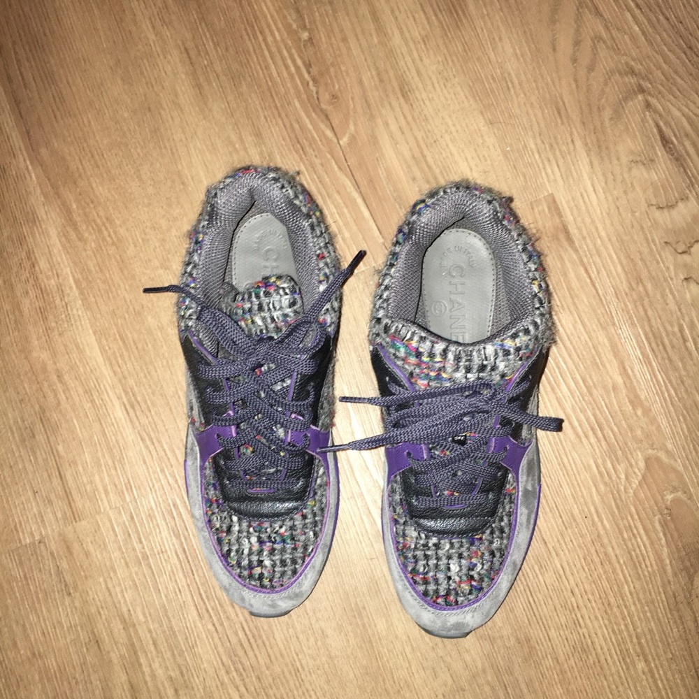 Chanel purple and grey sneaker